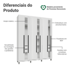 Guarda-Roupa Casal com Pés 6 Portas Batentes Branco/Branco/Preto Venus Madesa