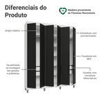 Guarda-Roupa Casal com Pés 6 Portas Batentes Branco/Preto/Preto Venus Madesa