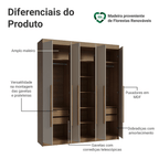 Guarda-Roupa Casal 6 Portas Batentes Rustic/Crema/Rustic Venus Madesa