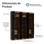 Guarda-Roupa Casal 6 Portas Batentes Rustic/Preto/Preto Venus Madesa