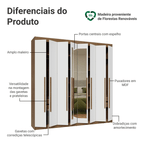 Guarda-Roupa Casal 8 Portas Batentes com Espelho Rustic/Branco/Rustic Venus Madesa
