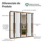 Guarda-Roupa Casal 8 Portas Batentes com Espelho Rustic/Branco/Rustic Venus Madesa