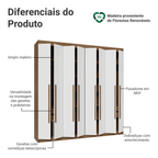 Guarda-Roupa Casal 8 Portas Batentes Rustic/Branco/Rustic Venus Madesa