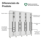 Guarda-Roupa Casal com Pés 8 Portas Batentes Branco/Branco/Preto Venus Madesa