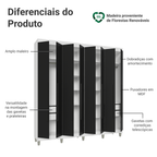 Guarda-Roupa Casal com Pés 8 Portas Batentes Branco/Preto/Preto Venus Madesa
