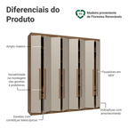 Guarda-Roupa Casal 8 Portas Batentes Rustic/Crema/Rustic Venus Madesa