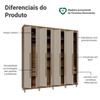 Guarda-Roupa Casal com Pés 8 Portas Batentes Rustic/Crema/Rustic Venus Madesa