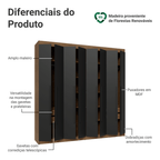 Guarda-Roupa Casal 8 Portas Batentes Rustic/Preto/Preto Venus Madesa