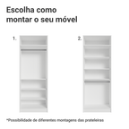 Guarda-Roupa Modulado 2 Portas com Espelho 4 Prateleiras 1 Cabideiro Branco Neo Madesa