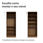 Guarda-Roupa Modulado 2 Portas com Espelho 4 Prateleiras 1 Cabideiro Rustic/Crema Neo Madesa