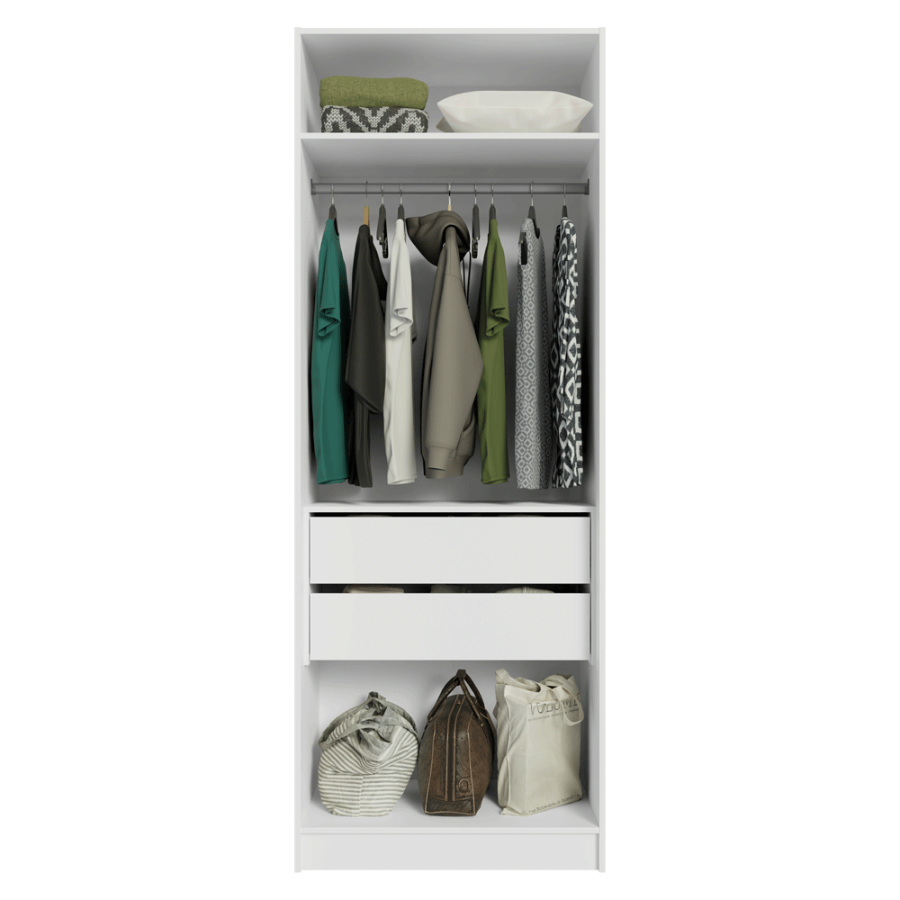 Guarda-Roupa Modulado 2 Portas 2 Gavetas 1 Cabideiro Branco Neo Madesa