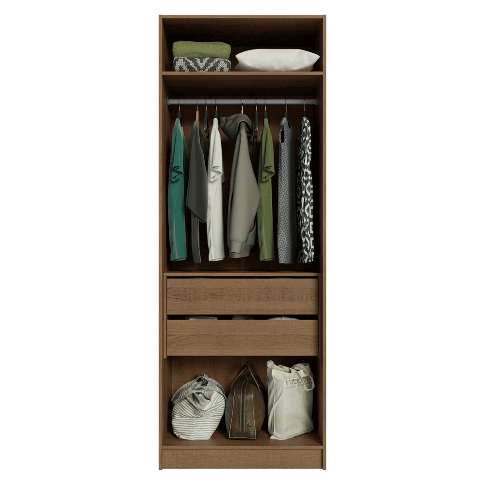 Guarda-Roupa Modulado 2 Portas 2 Gavetas 1 Cabideiro Rustic/Crema Neo Madesa