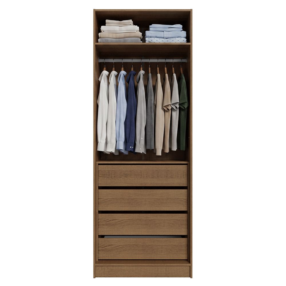 Guarda-Roupa Modulado 2 Portas com Espelho 4 Gavetas 1 Cabideiro Rustic/Crema Neo Madesa