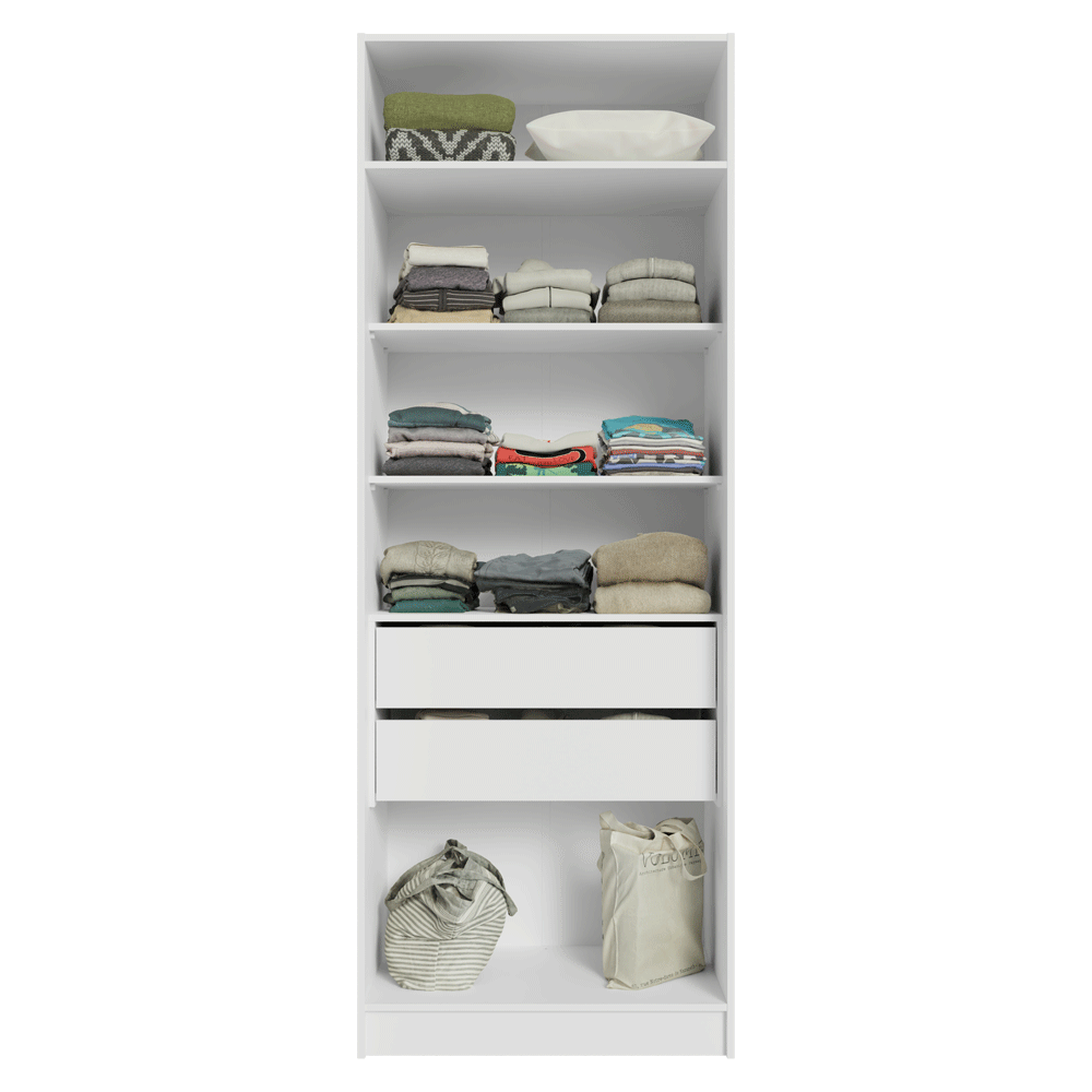 Guarda-Roupa Modulado 2 Portas com Espelho 2 Gavetas 4 Prateleiras Branco Neo Madesa