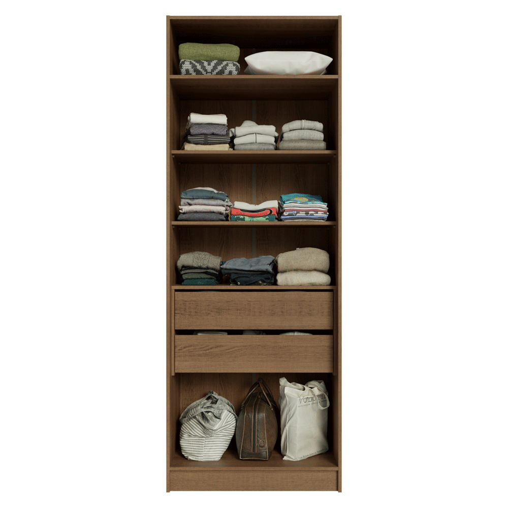 Guarda-Roupa Modulado 2 Portas 2 Gavetas 4 Prateleiras Rustic/Crema Neo Madesa