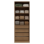 Guarda-Roupa Modulado 2 Portas com Espelho 4 Gavetas 4 Prateleiras Rustic/Crema Neo Madesa