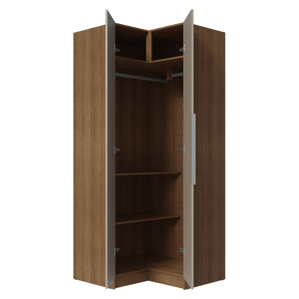 Guarda-Roupa Modulado de Canto 2 Portas Rustic/Crema Neo Madesa