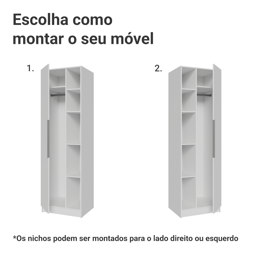 Guarda-Roupa Modulado 1 Porta 5 Nichos Branco Neo Madesa