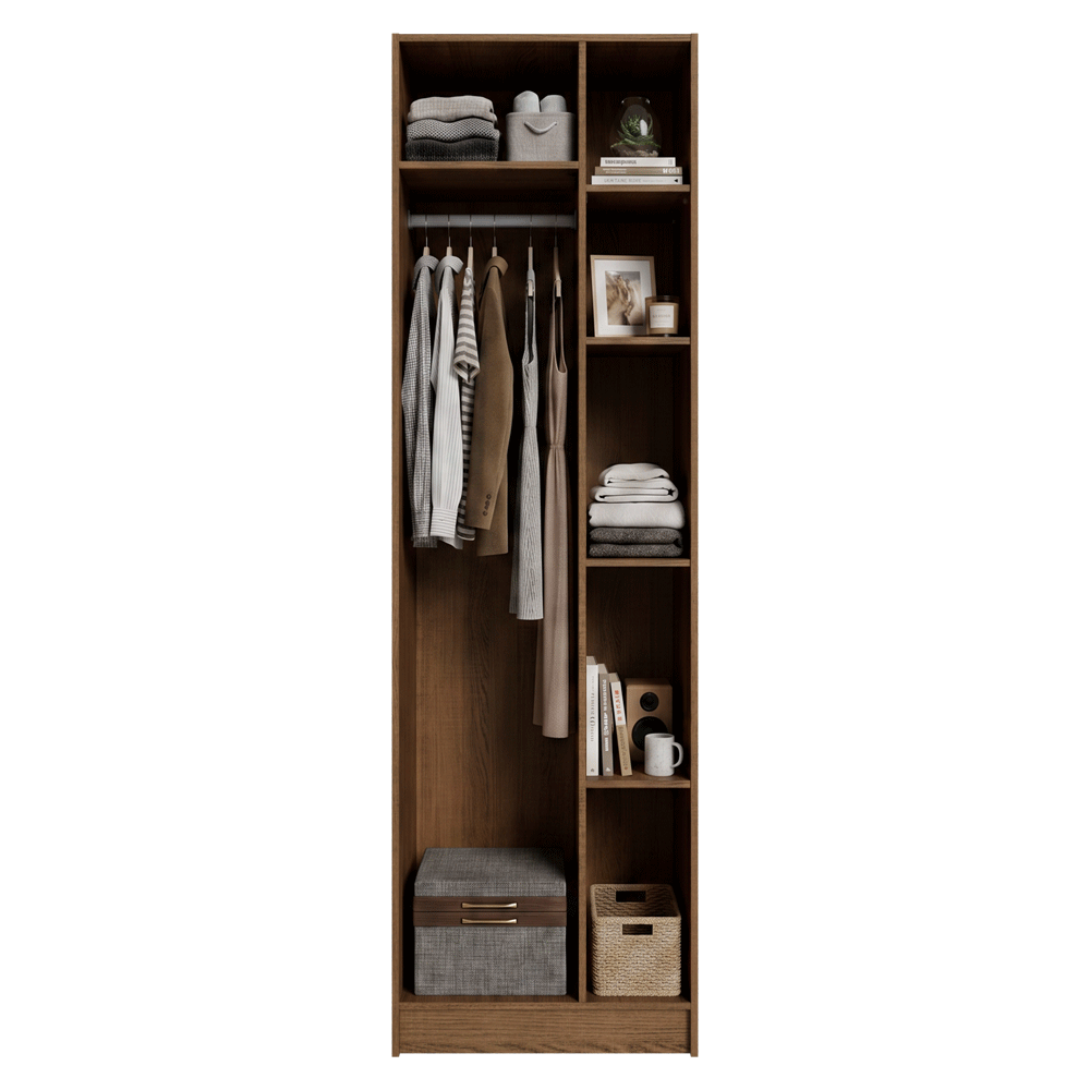 Guarda-Roupa Modulado 1 Porta 5 Nichos Rustic/Crema Neo Madesa