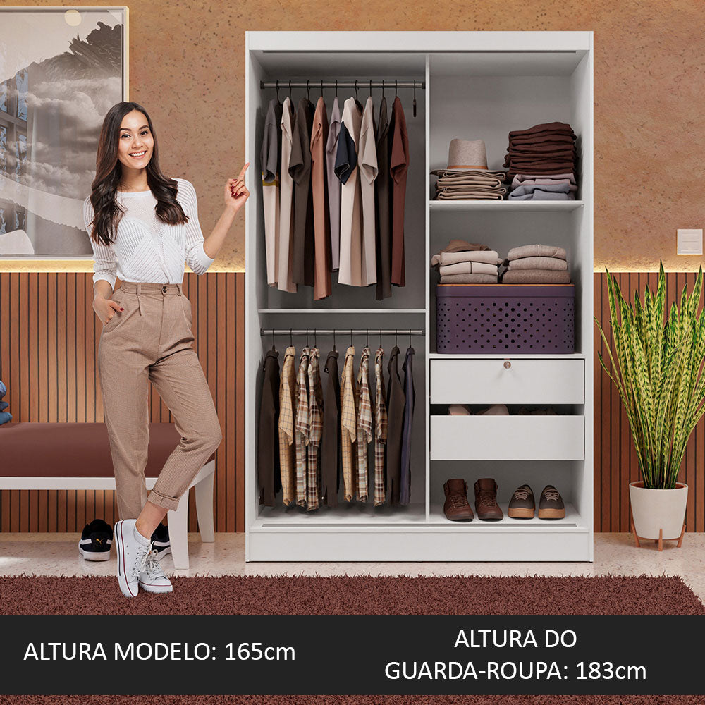 Guarda-Roupa 2 Portas de Correr Branco Max Madesa