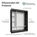 Guarda-Roupa Casal 3 Portas de Correr Preto/Branco Nobre Madesa