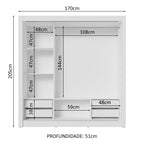 Guarda-Roupa Casal 3 Portas de Correr Branco/Cinza Sublime Plus Madesa