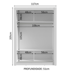 Guarda-Roupa Solteiro 2 Portas de Correr com Espelho Branco Milano Madesa