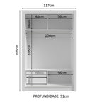 Guarda-Roupa Solteiro 2 Portas de Correr com Espelhos 2 Gavetas Branco Vivare Madesa