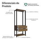 Guarda-Roupa Closet Modulado 2 Gavetas 70cm Rustic/Preto Madesa Valencia