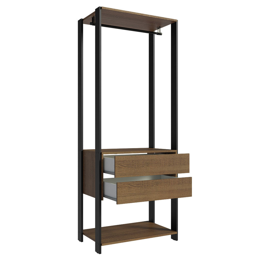 Guarda-Roupa Closet Modulado Valencia 2 Gavetas 70cm Rustic/Preto Madesa