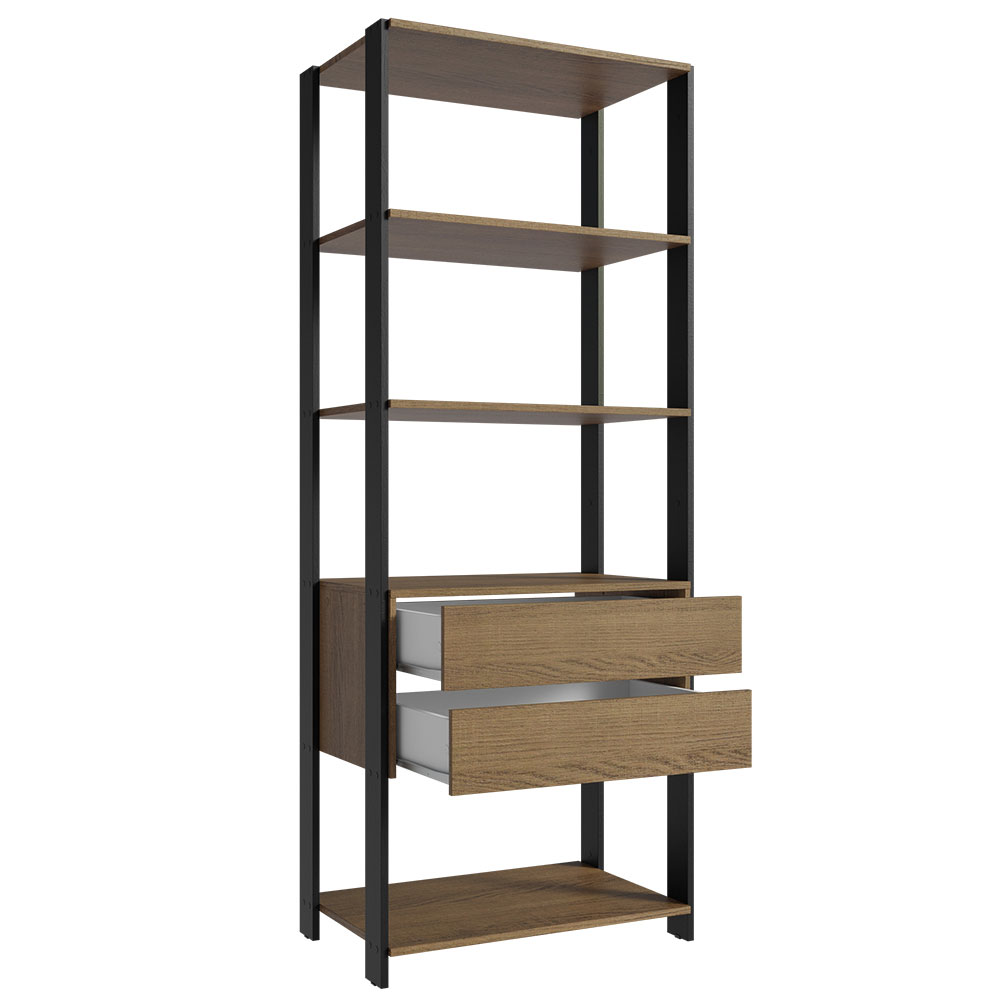 Guarda-Roupa Closet Modulado 2 Gavetas 4 Prateleiras 70cm Rustic/Preto Valencia Madesa