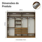 Guarda-Roupa Casal Madesa Apolo 4 Portas de Correr com Espelho Rustic