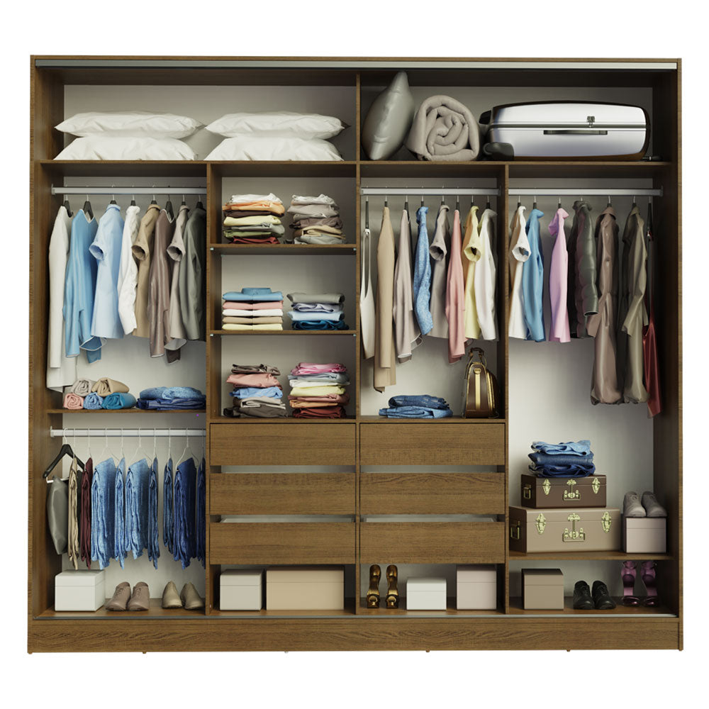 Guarda-Roupa Casal Madesa Apolo 4 Portas de Correr Rustic