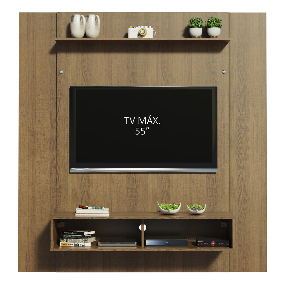 Painel para TV até 50 Polegadas Madesa Arizona 1 Prateleira 2 Nichos Rustic