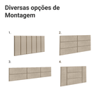 Cabeceira Estofada Modular Kit 6 Peças para Camas de Solteiro Imperial Madesa