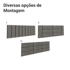 Cabeceira Estofada Modular Kit 9 Peças para Camas até Casal/Queen Silver Madesa