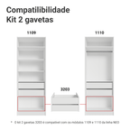 Kit 2 Gavetas para Guarda-Roupa Modulado Neo Branco Madesa