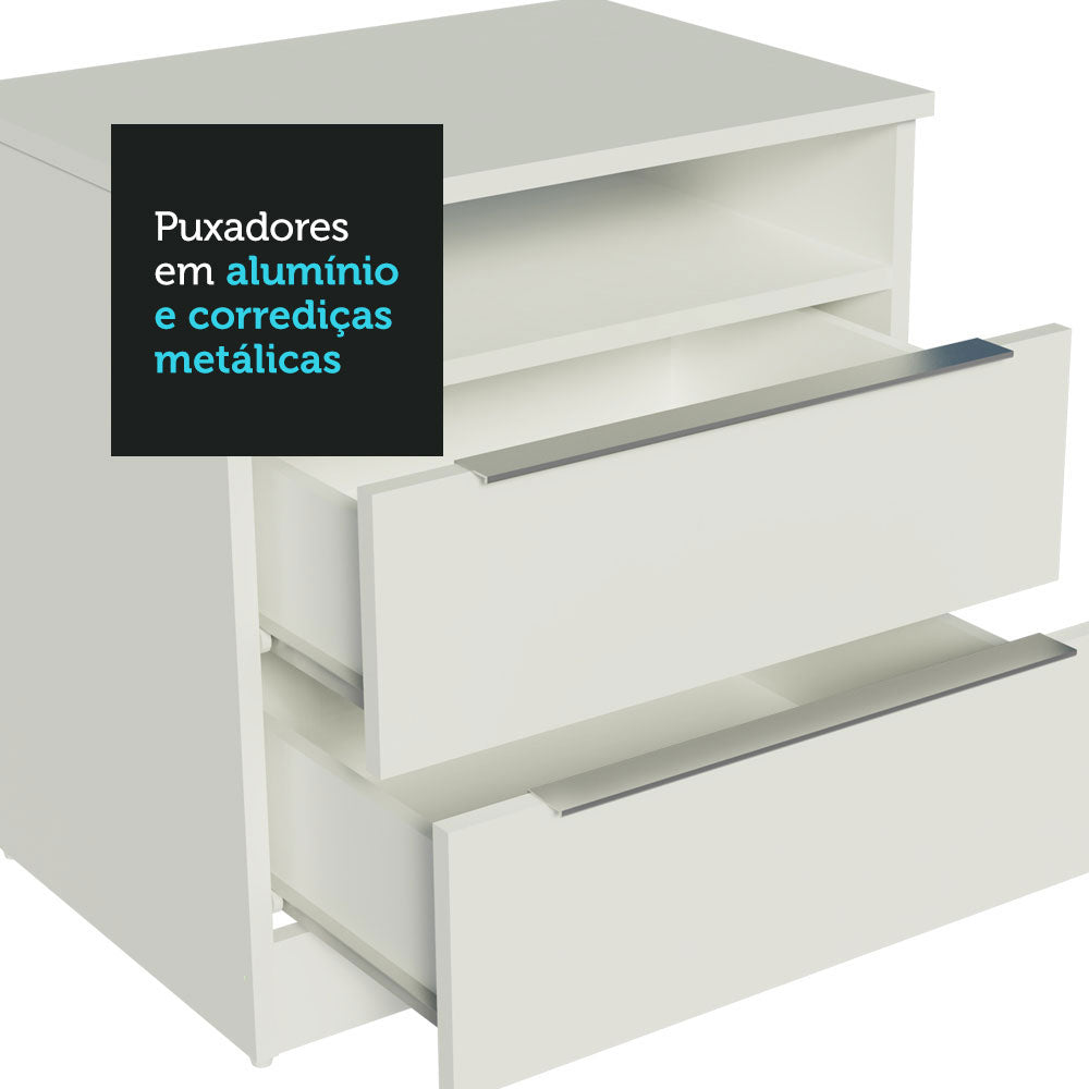 Mesa de Cabeceira Madesa 3227 com 2 Gavetas Branco