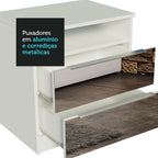 Mesa de Cabeceira Madesa 3227 2 Gavetas com Espelho Branco