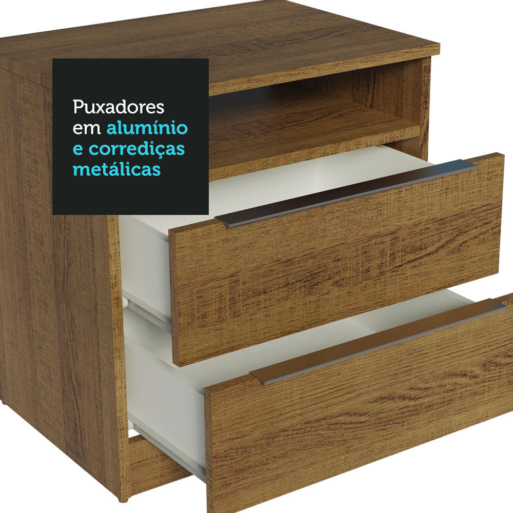 Mesa de Cabeceira Madesa 3227 com 2 Gavetas Rustic