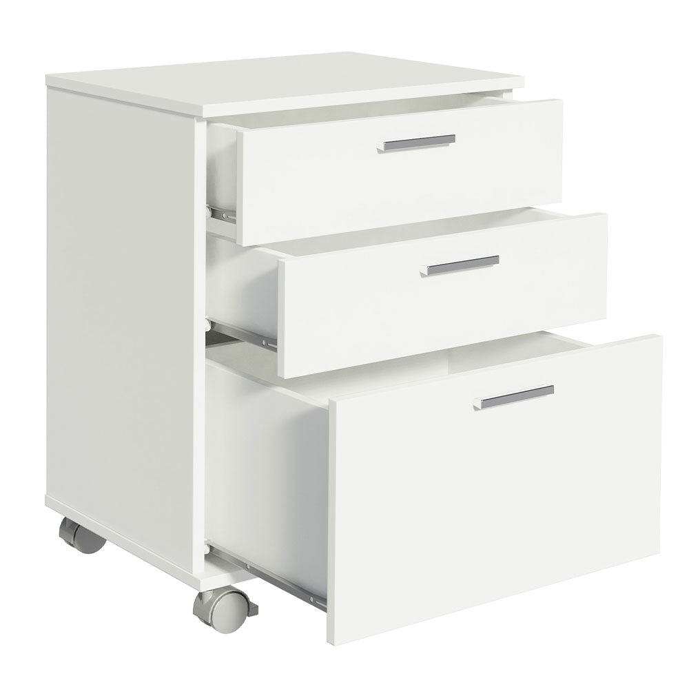 Gaveteiro Organizador para Escritório 3322 Madesa 3 Gavetas com Rodinhas Branco