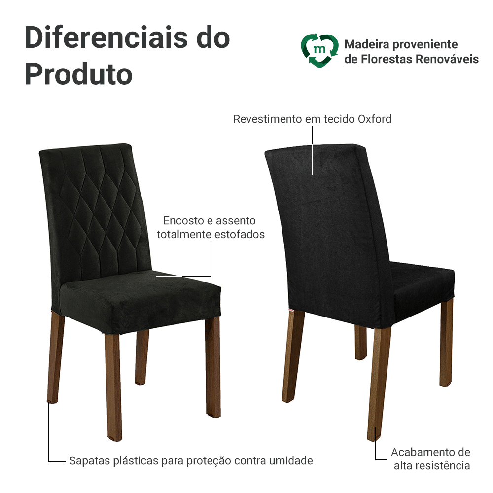 Kit 2 Cadeiras de Jantar 4256 Rustic/Oxford Madesa