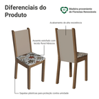 Kit 6 Cadeiras 4291 Madesa Rustic/Crema/Hibiscos