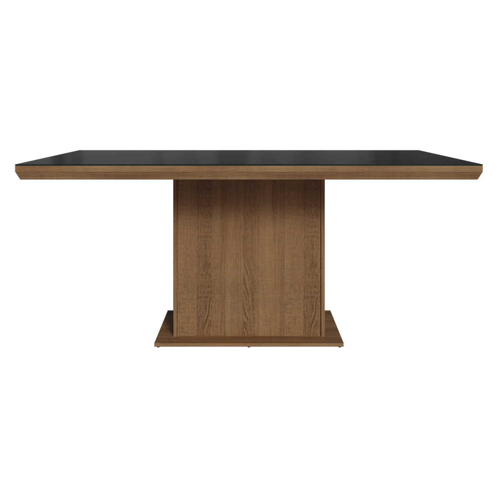 Mesa de Jantar Retangular Tampo com Moldura e Vidro Sobreposto Rustic/Preto 5275 Madesa