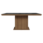 Mesa de Jantar Retangular Tampo com Moldura e Vidro Sobreposto Rustic/Preto 5275 Madesa