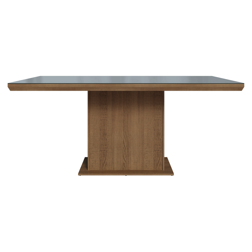 Mesa de Jantar Retangular Tampo com Moldura e Vidro Sobreposto Rustic/Cinza 5275 Madesa