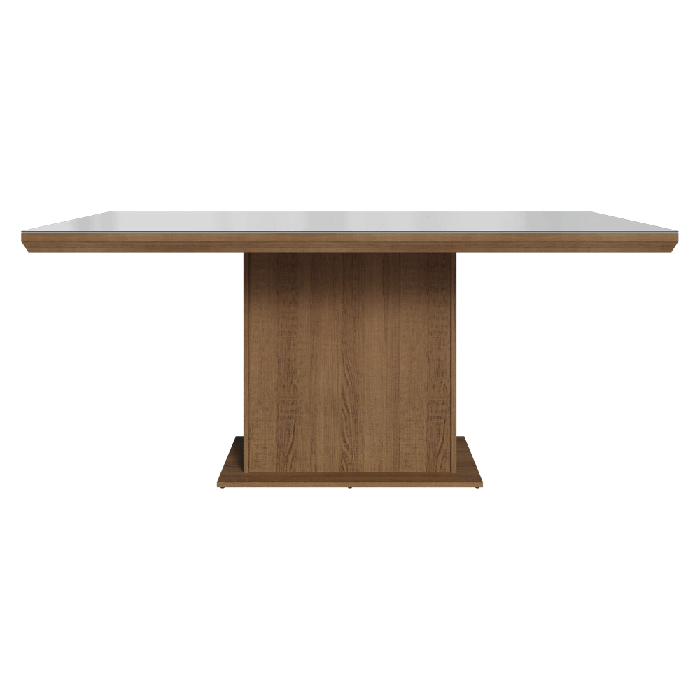 Mesa de Jantar Retangular Tampo com Moldura e Vidro Sobreposto Rustic/Branco 5275 Madesa