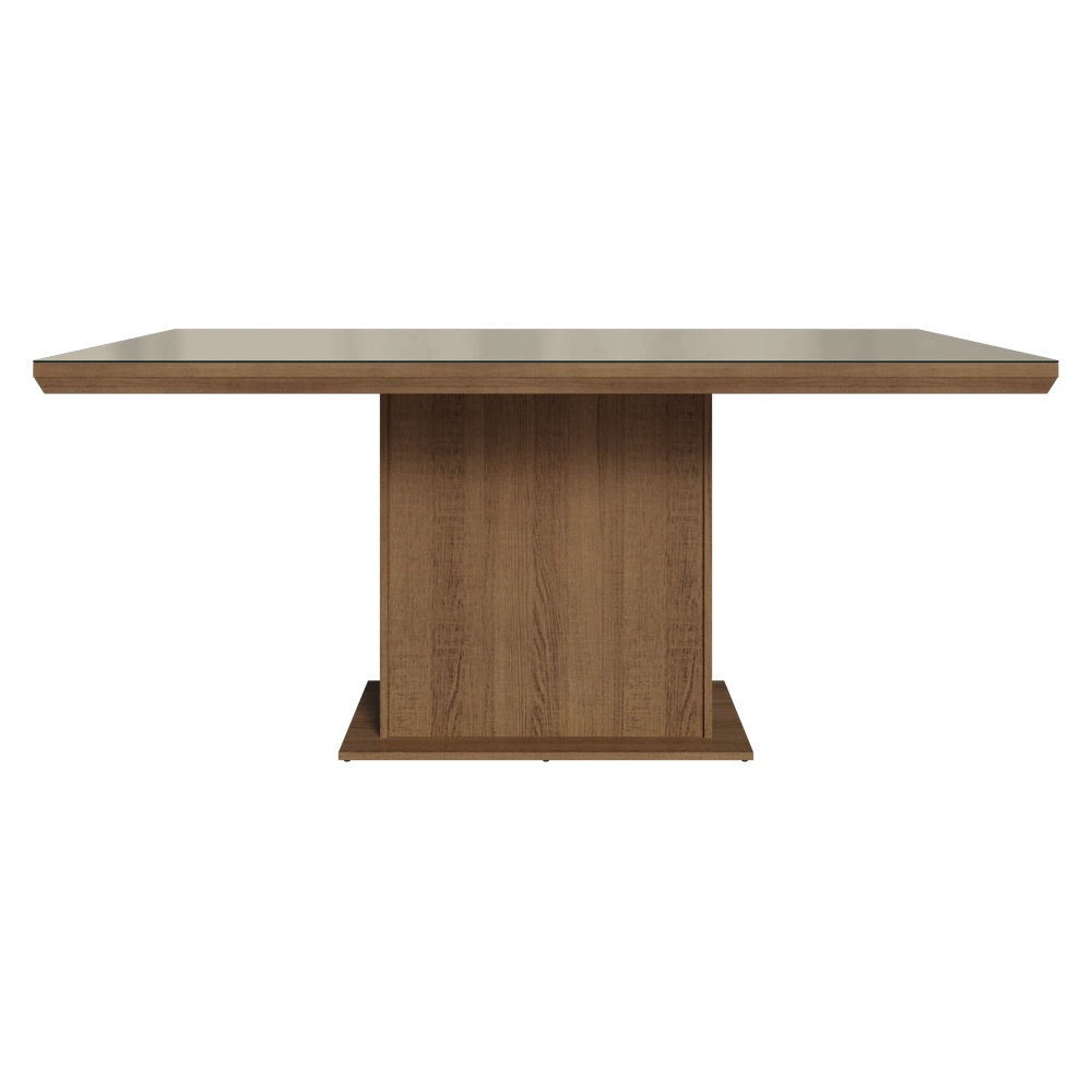 Mesa de Jantar Retangular Tampo com Moldura e Vidro Sobreposto Rustic/Crema 5275 Madesa