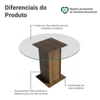 Mesa de Jantar Redonda Madesa 5325 com Tampo de Vidro Rustic