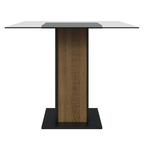 Mesa de Jantar Madesa Quadrada com Tampo de Vidro 5332A Preto/Rustic